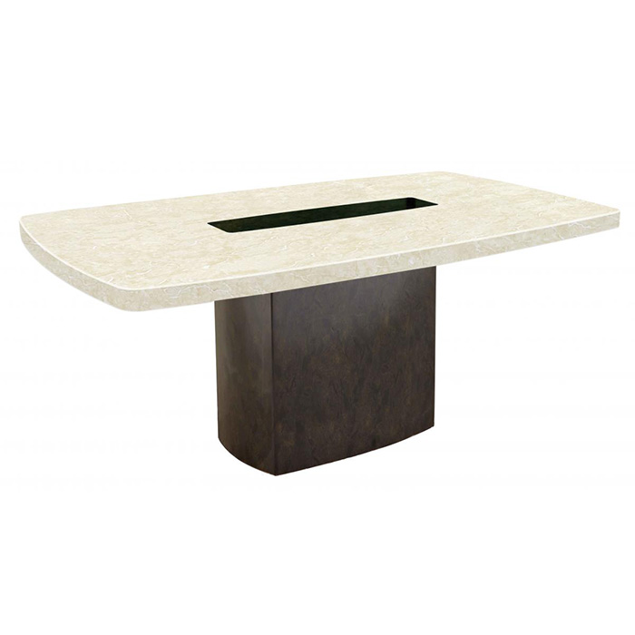 Panjin Marble Dining Table In Natural Stone with Lacquer Finish